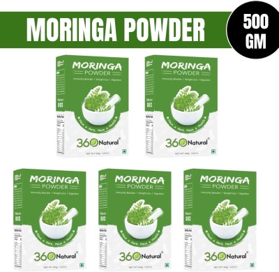 360 Natural Moringa Powder| Drumstick Leaf Powder| Boosts Immunity, Digestion & Energy(5 x 100 g)