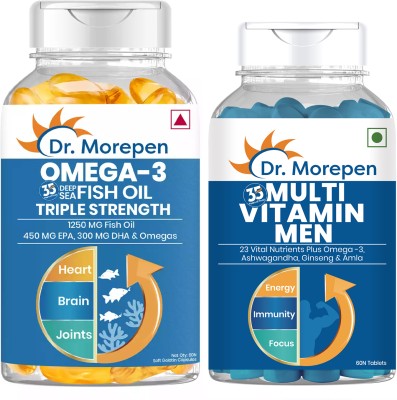 Dr. Morepen Multivitamin Men And Omega 3 Triple Strength For Heart Health, Bones & Joints(120 Tablets)
