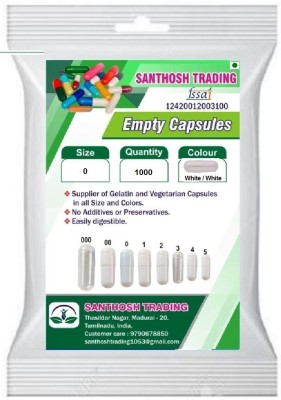 santhosh Trading Pharma raw materials size 0 White / White Empty capsules(1000 No)