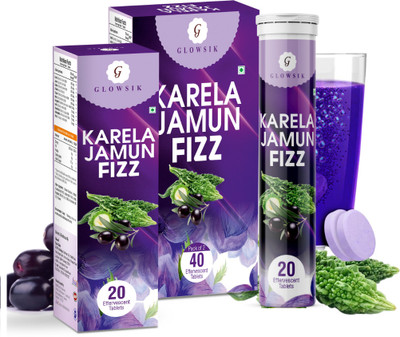 G GLOWSIK Karela Jamun Diabetic Care Fizz 60 Effervescent Tablet | Control Diabetes ,Sugar(60 Tablets)