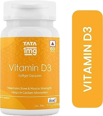 39% OFF on TATA 1mg Vitamin D3 Capsule Helps In Maintaining Bone, Muscle And Teeth Strength(60 Capsules)