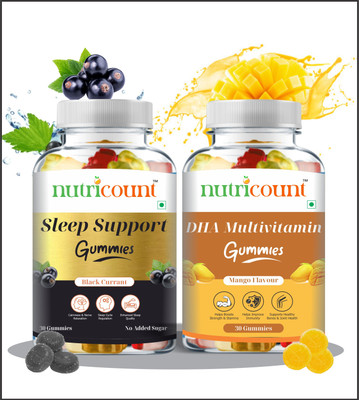NUTRICOUNT DHA Multivitamin and Good Sleep Combo Pack 60 Gummies(2 x 30 No)