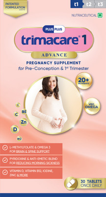 Plus Plus Lifesciences LLP Trimacare 1 Prenatal Multivitamin for Pregnancy 1st Trimester Pack of 2(2 x 30 Tablets)