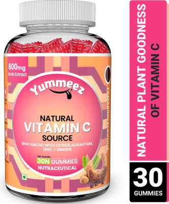 NATURYZ Natural Vitamin C Amla with Zinc Supplement for Skin Brightening & Immunity(30 No)