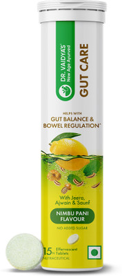 DR. VAIDYA'S Gut Care Effervescent | 15 Tablets(Pack of 1) Nimbu Pani Flavour(63 g)
