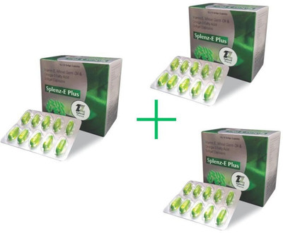 SPLENZ E PLUS VITAMIN E SUPPLEMENTS WITH OMEGA-3 FATTY ACID-SKIN&HAIR(3 x 10 Capsules)
