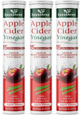 kayashree Apple Cider Vinegar Effervescent Tabs | Apple Flavour |Weight Loss(3 x 15 Tablets)