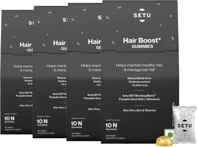 Setu Biotin Hair Boost Gummies for Men & Women-10000 mcg, 10 Gummies (Pack of 4)(4 x 10 No)