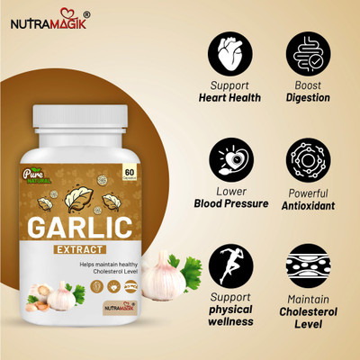 nutramagik Garlic Extract for for Balance Cholesterol Level,Support Heart Health(60 Capsules)