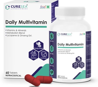 CURESEA LIFESCIENCES Vegan Daily Multivitamin with All essential Vitamins, Minerals and Ginseng(60 Tablets)