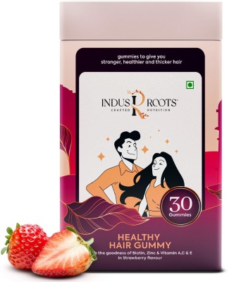 Indus Roots Gummies for healthy hair, Biotin, Zinc, Folate, Vitamin A,C,E |1 month(30 No)