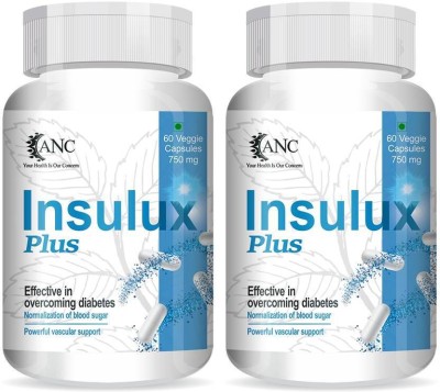 ANC Insulux Plus With Berberine & Milk Thistle for Diabetes Control 750mg Pack of 2(2 x 60 Tablets)