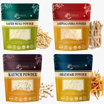 BrijBooti Combo Pack of Safed Musli - Ashwagandha - Kaunch - Shatavari (Powder)(4 x 200 g)