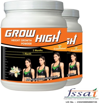 Cosmetus Grow High- Herbal Height Growth Vanilla Flavor Powder for Men & Women(2 x 100 g)