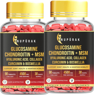 Anupurak Joint Support Supplement | Glucosamine Chondroitin MSM | Mobility & Cartilage(2 x 90 Tablets)