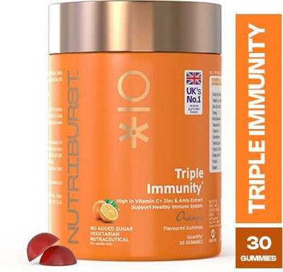 Nutriburst Triple Immunity Gummies with Vitamin C, Zinc & Amla(30 No)
