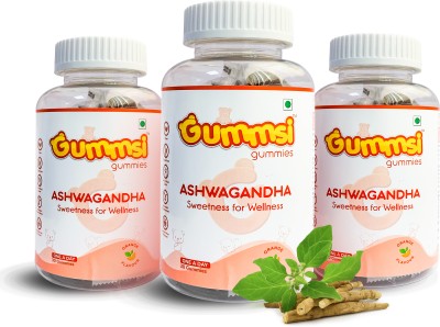 Gummsi Ashwagandha Gummies with Vitamin E for Relaxation & Focus | 3 Months Pack |(3 x 30 No)