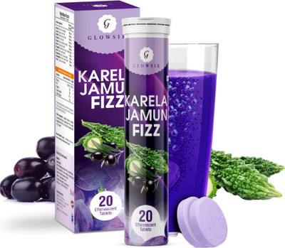 G GLOWSIK Karela Jamun Diabetic Care Fizz 20 Effervescent Tablet | Control Diabetes ,Sugar(20 Tablets)