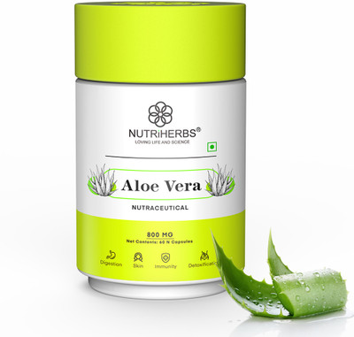 Nutriherbs Aloe Vera Capsule for Healthy Skin & Hair, Improves Digestion & Boosts Immunity(60 Capsules)