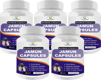 Fitness Prime Jamun Extract 800 mg Natural, Pure & Organic Capsules for Healthy Sugar Management(5 x 60 Capsules)