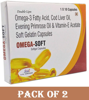 DOUBLE LIPS Knoll Omega-Soft omega-3, cod liver, Evening Primrose & Vitamin E Oil softgels 2(2 x 10 Capsules)