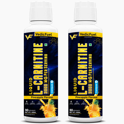 VedicFuel L carnitine Liquid 3000 mg, Carnipure® Converts Fat into Energy, Pineapple combo(2 x 225 ml)
