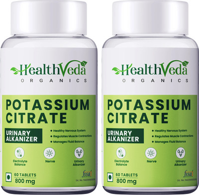 Health Veda Organics Potassium Citrate Supports Nerve, Muscle, Joint & Bone Health For Men & Women(2 x 60 Tablets)