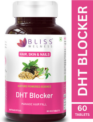 Bliss Welness Plant Based Dht Blocker With Biotin, Omega 3, Vitamin C, E, Reduce Hair Fall(60 Tablets)