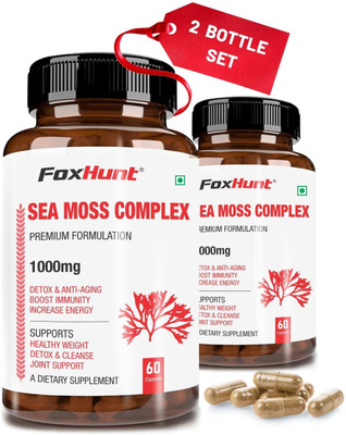 FOX HUNT Irish Sea Moss Complex-1000mg Burdock Root Capsules Immunity Booster(2 x 60 Capsules)