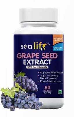Sea life Grape Seed Extract Tablets 500mg for Healthy Skin & Cholesterol Level(60 Tablets)