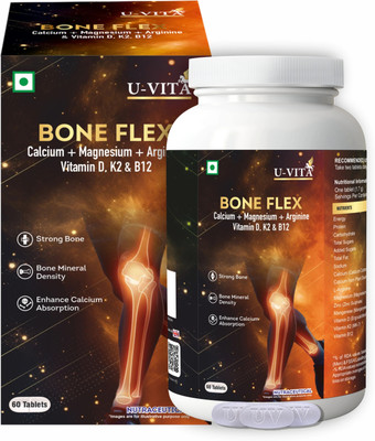U VITA Bone Flex Calcium 60 Veg Cap for Men/Women for Strong Bones/Healthy Joints(60 Tablets)
