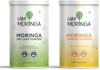 I Am Moringa Moringa Leaf Powder 100 gm and Moringa Turmeric Powder 100 gm(2 x 100 g)