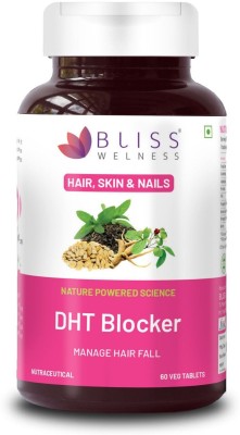 Bliss Welness Plant Based Dht Blocker With Biotin, Omega 3, Vitamin C, E, Reduce Hair Fall(60 Tablets)