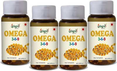 Vringra Omega 3-6-9 Capsules - Ultra Pure Capsules - Unisex Capsules (Pack of 4)(4 x 60 Tablets)