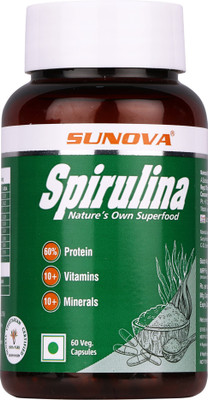 SUNOVA Spirulina Capsules - Spirulina Multivitamin -Pack of 3(3 x 60 Capsules)