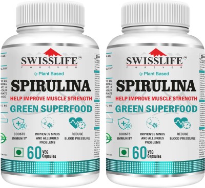 SWISSLIFE FOREVER Spirulina 2000mg Capsules | Superfood | For Weight Management Immune Support |(2 x 60 Capsules)