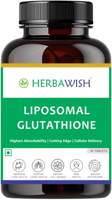 HERBAWISH Liposomal Glutathione 500mg | Potent Antioxidant | Liver support & Skin Health(30 Tablets)