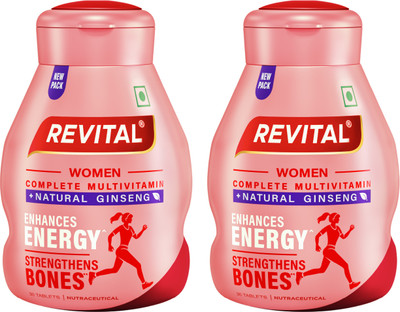 Revital H Women with 22 Multivitamins & Minerals such as Calcium, Iron, Biotin -60 Tablets(2 x 30 Capsules)