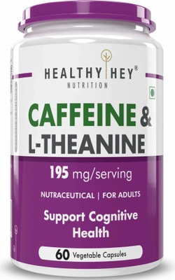 HealthyHey Nutrition Caffeine 95mg Plus L-Theanine 100mg - Support Energy and Focus(60 No)
