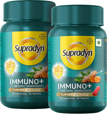 Supradyn Immuno+,Multivitamin,Immunity Booster with Vit C, Vit D, Zinc, 30 Tabs x 2(2 x 30 Tablets)