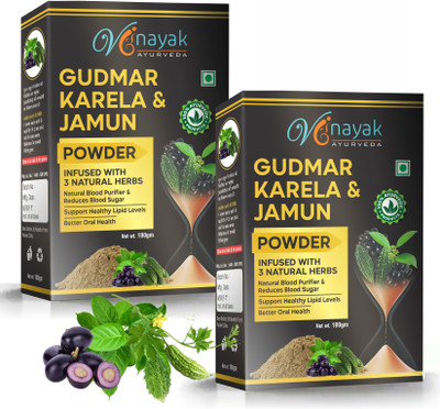 VINAYAK AYURVEDA Gudmar, Karela, Jamun Powder - Maintaining Blood Sugar Levels(2 x 100 g)