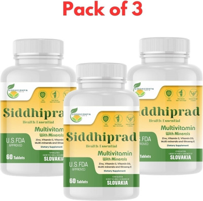 Siddhiprad Best Multivitamin For Men & Women With Natural Ginseng, 10 Vitamins & 9 Minerals(180 Tablets)