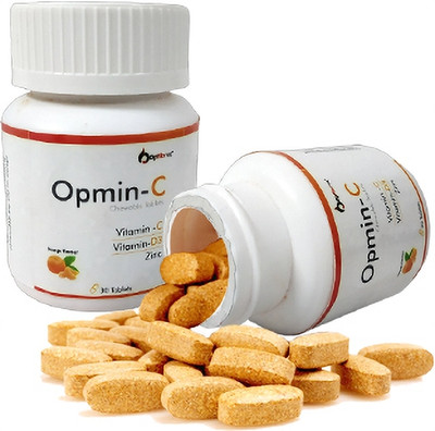 McBreX Pack of 2 Opmin-C Vitamin C 500mg,Vitamin D3 400iu,Zinc 10mg Chewble Tablets(2 x 30 Tablets)