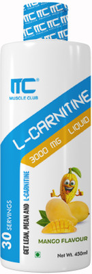 Muscle Club L-Carnitine Liquid Energy & Fat Metabolism Support Supplement Mango Flavor(3000 mg)