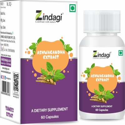 Zindagi Ashwagandha Extract Capsules - Herbal Health Supplement For Diabetic(60 Capsules)