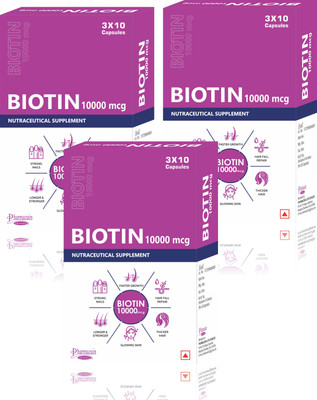 ZAISPAS Biotin 10000 mcg Maximum Strength For Hair Growth ,Skin & Nails for Men & Women(3 x 30 No)