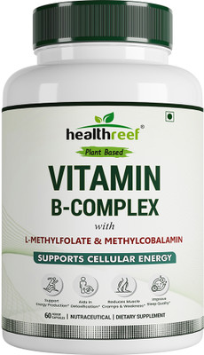 healthreef Plant-Based Bioactive B-Complex Supplement | Energy, Mood Balance & Nerve Health(60 Capsules)