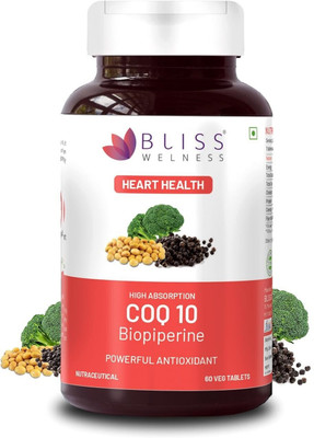 Bliss Welness Coenzyme Q10 (CoQ10) 100mg Bio Piperine 10mg(60 Tablets)