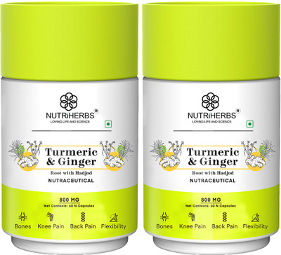 Nutriherbs Turmeric & Ginger Capsule with Black Pepper and Bio Curcumin for Joint Health(2 x 60 Capsules)