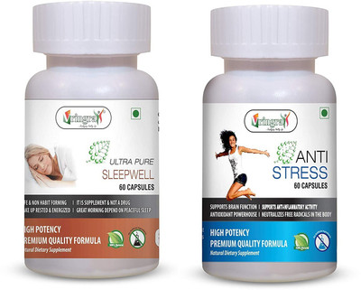Vringra Sleeping Capsules - Sleeping Tablets With Anti Stress Capsules(2 x 60 Tablets)
